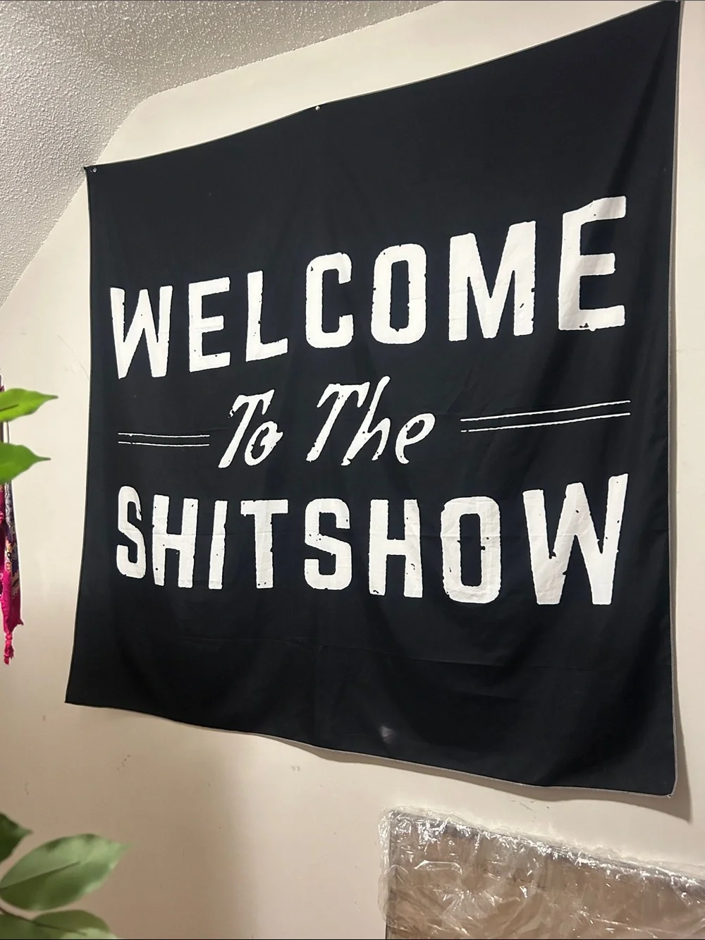 Black 'Welcome to the Shitshow' Decorative Tapestry